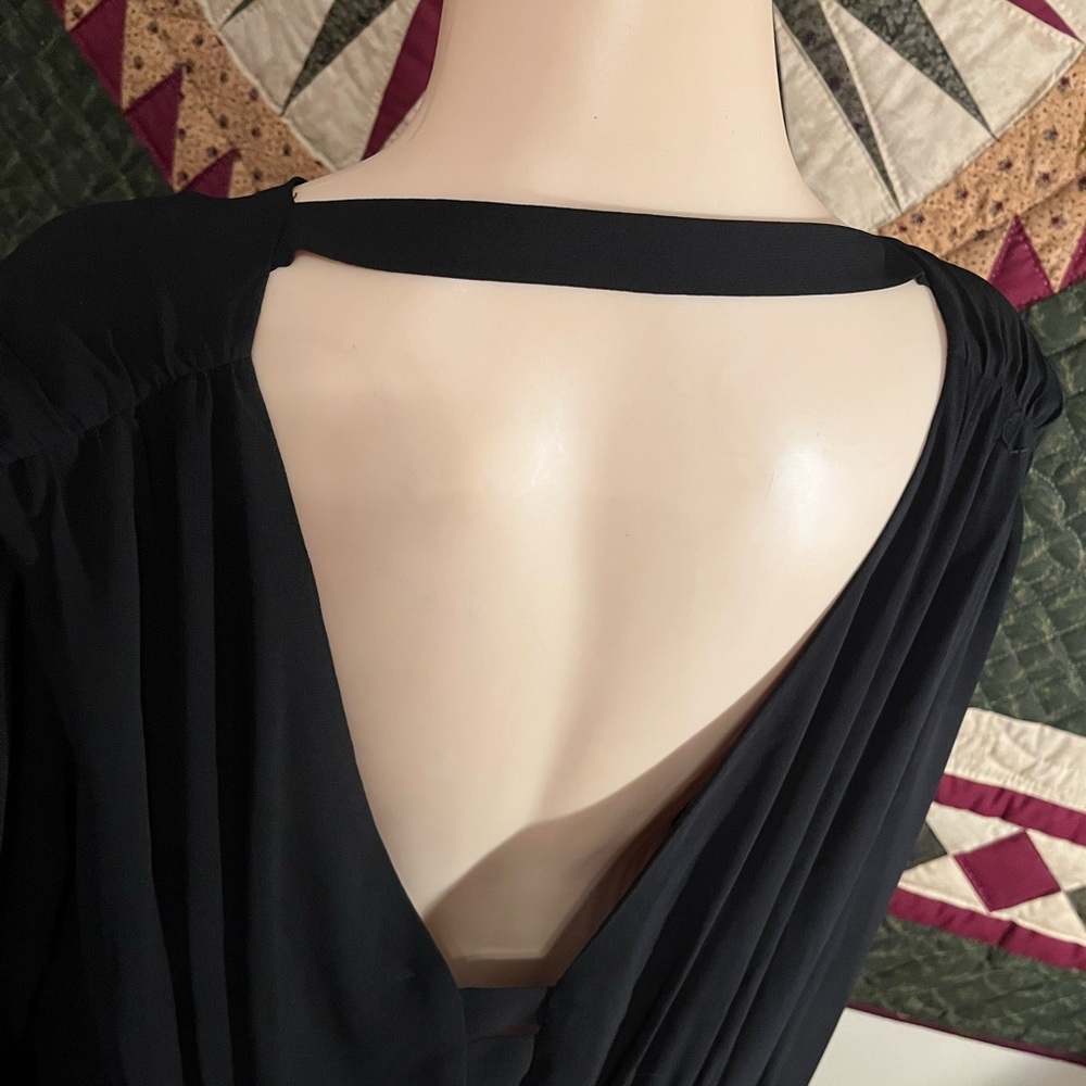 Nordstrom City Chic Black and silver layered Peplum Glitter Blouse, XL - Picture 12 of 14